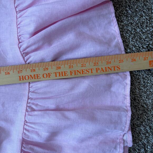 Lily Pulitzer Bekah Lenin Top Medium Pink 3/4 Bell Sleeve Ruffle Preppy Girly - Picture 8 of 11